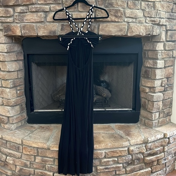 S-Twelve black and white maxi dress with elastic waistband and low back. Small - Picture 4 of 6